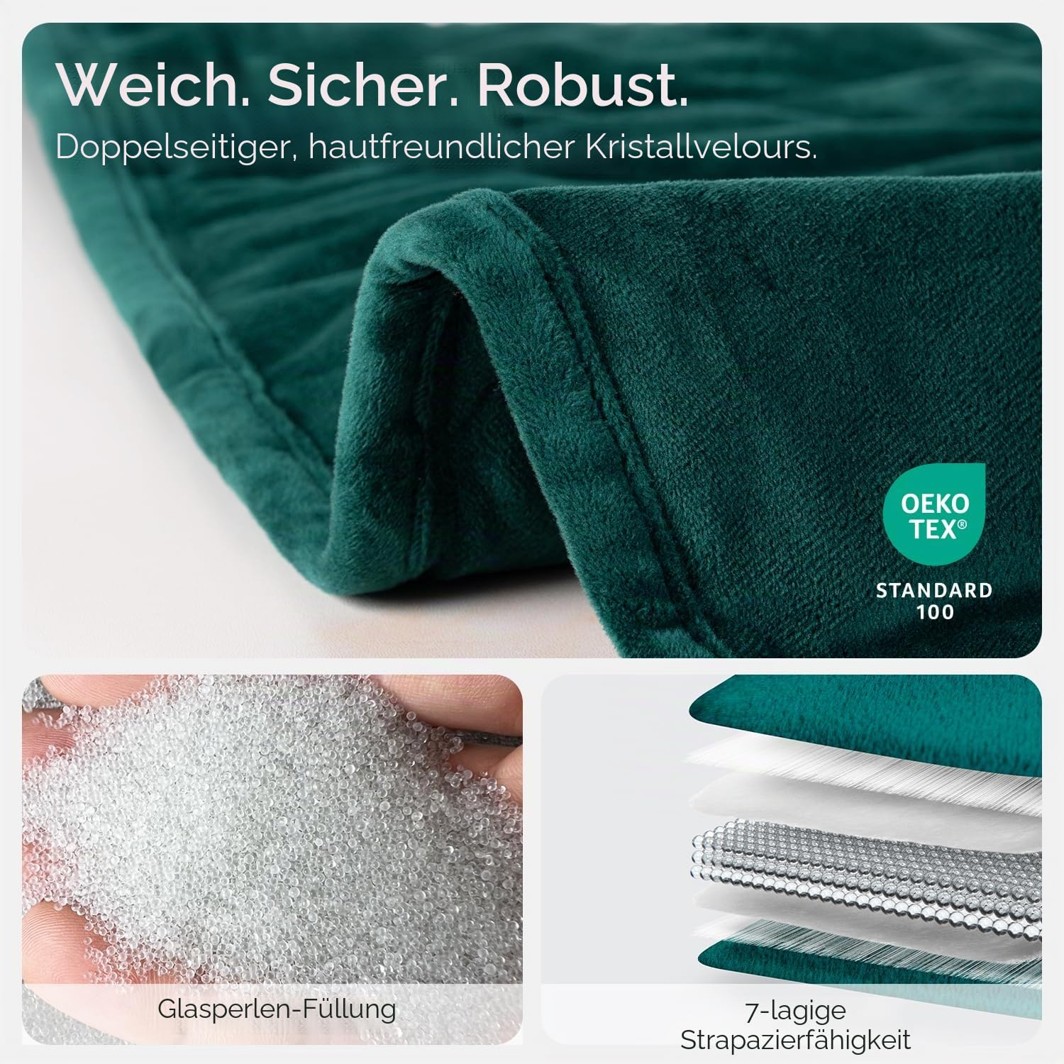 Kaisa Gewichtete Decke 4,5 kg 152,4 x 198,1 cm Queen-Size mit Glasperlen maschinenwaschbar Grün