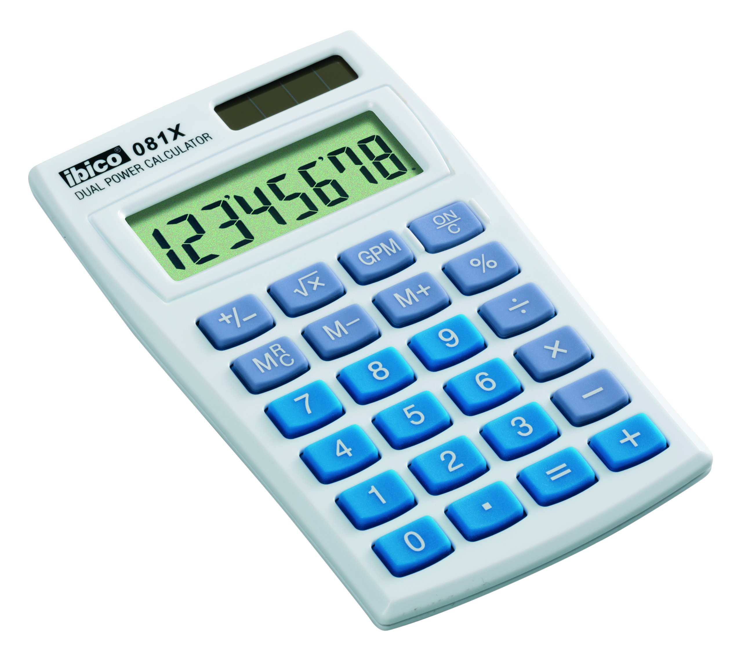 Rexel Ibico 081X Pocket Calculator LCD Display (White/Blue)