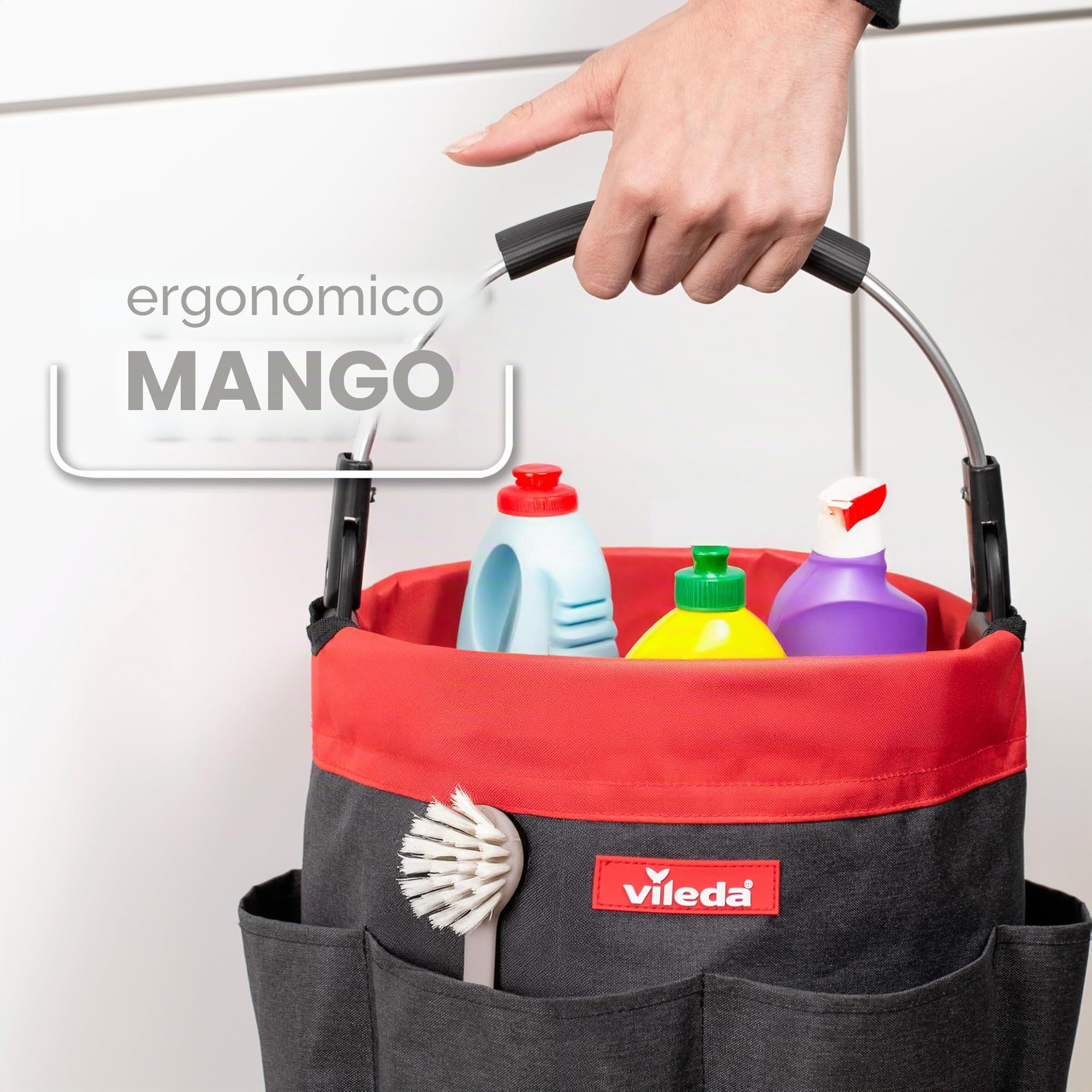 Vileda Cleaning Caddy - Organizador de limpieza impermeable con asa y 6 compartimentos