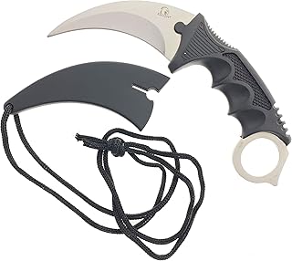 Falcon 7.5" CSGO Tactical Fixed Blade With ABS Sheath and Cord. For Collection, Gift, and Outdoors Camping Cut Ropes, Branches (Silver)