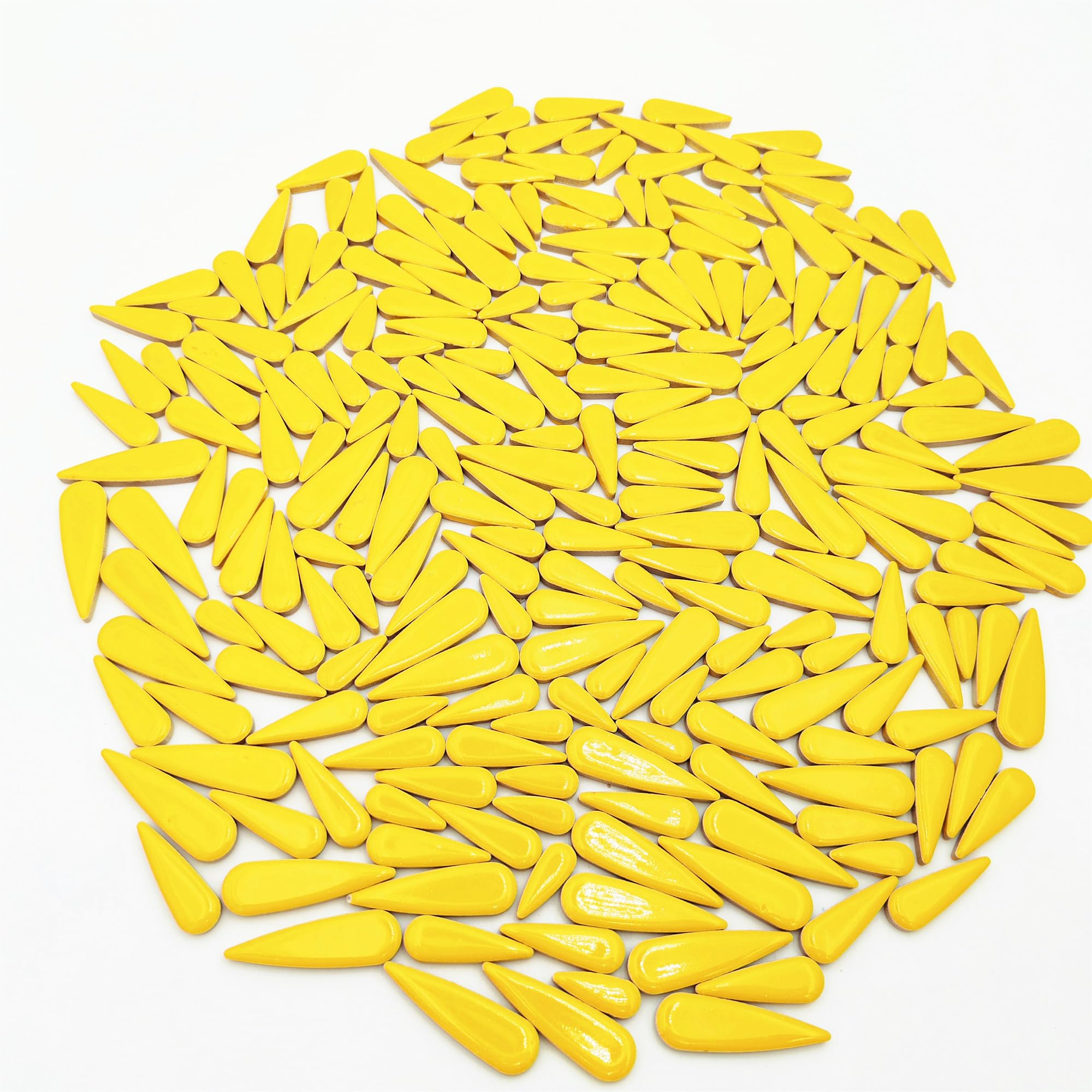 500g Water Drop Petal Leaves Ceramic Mosaic Tiles for DIY Crafts,Teardrop Shaped Ceramic Mosaic Pieces for Photo Frames,Cups,Flower Pots,Fish Tank,Vases,Make Stepping Stones (Yellow)