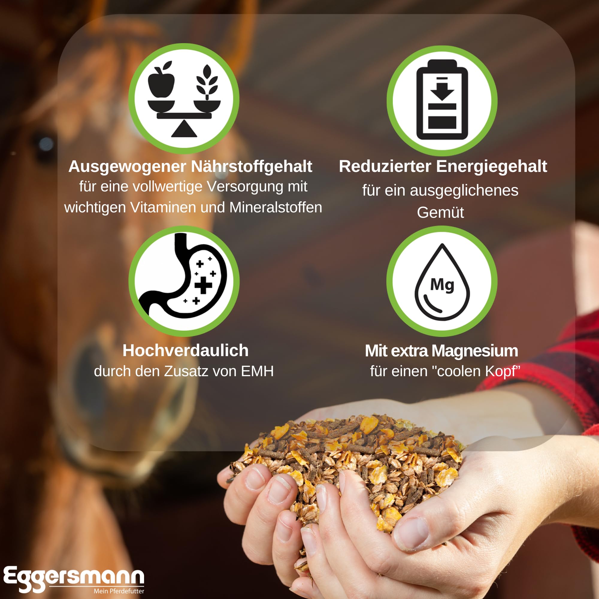 Eggersmann EMH Cool Müsli 20kg – Eiweißreduziertes Pferdemüsli Haferfrei – Zusatzfutter für Pferde und Ponys - Natürliches Pferdefutter