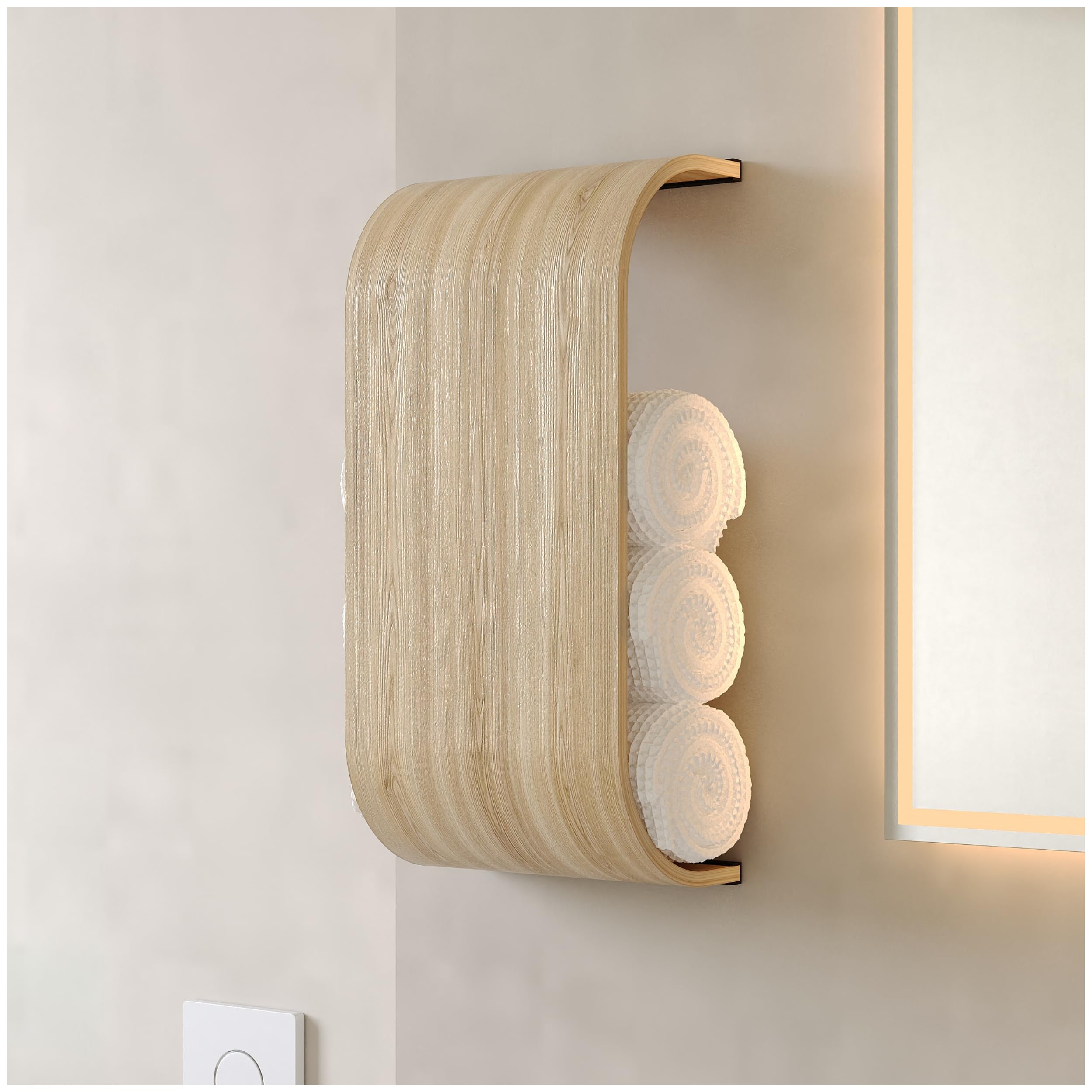 Ewart Woods Ash Bathroom Towel Holder, Toilet Paper Holder, Wooden Shelf, Walnut Wc Roll Storage, Wall Mount Floating Rolls Rack, Unique Holders For Bathroom, Tp Organizer (, Wide)