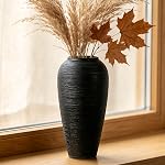 Ferme en céramique rustique noir grand vase,6.8 Inch Vase de vie Vase Tall Pottery Clay Terracotta Vase rustique pour décoration maison Salon Entrée Table de centre pièces,Cuisine, Cadeaux de chauffage ménager