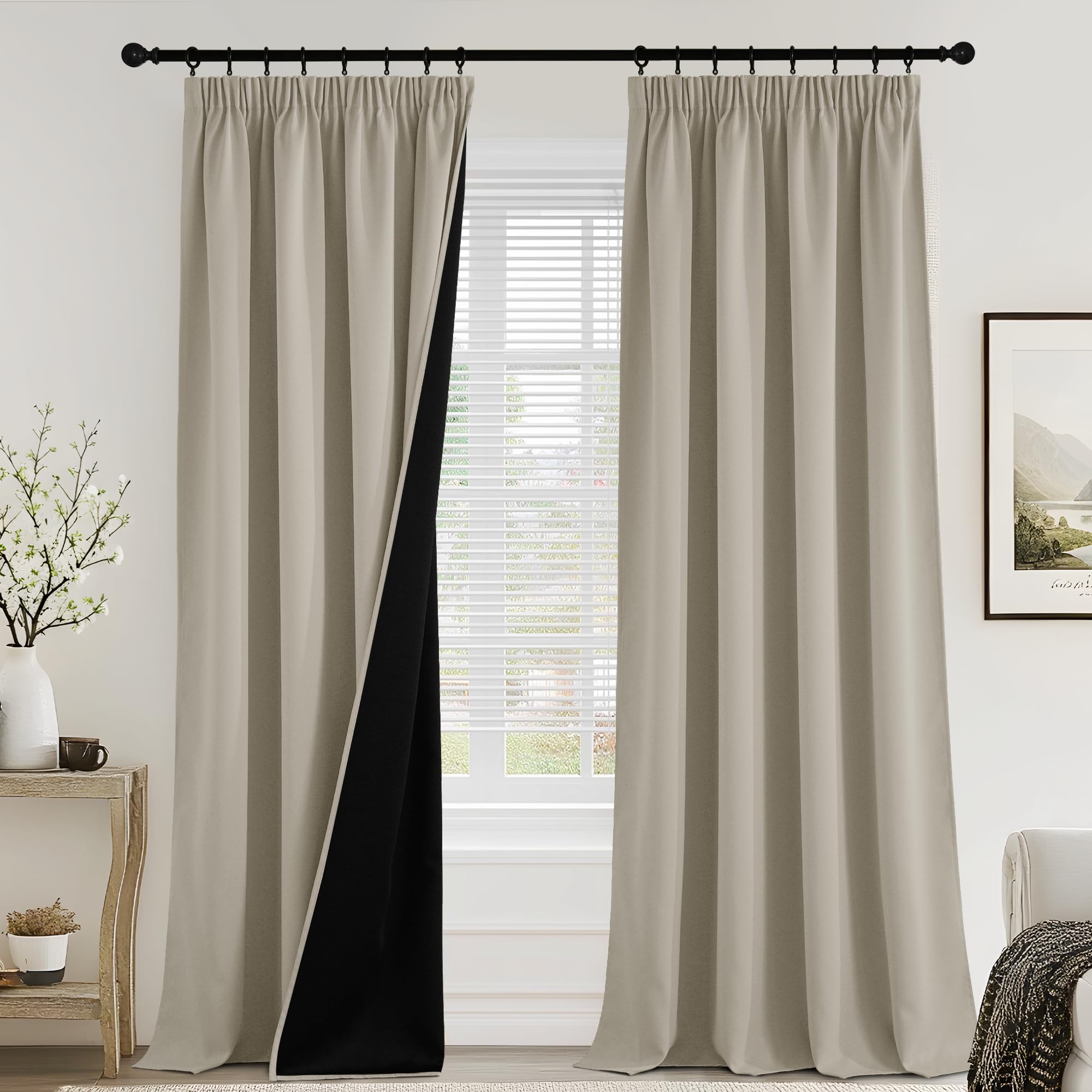 PONY DANCE 100% Blackout Curtains for Kids Bedroom, Rod Pocket Thermal Insulated Drapes
