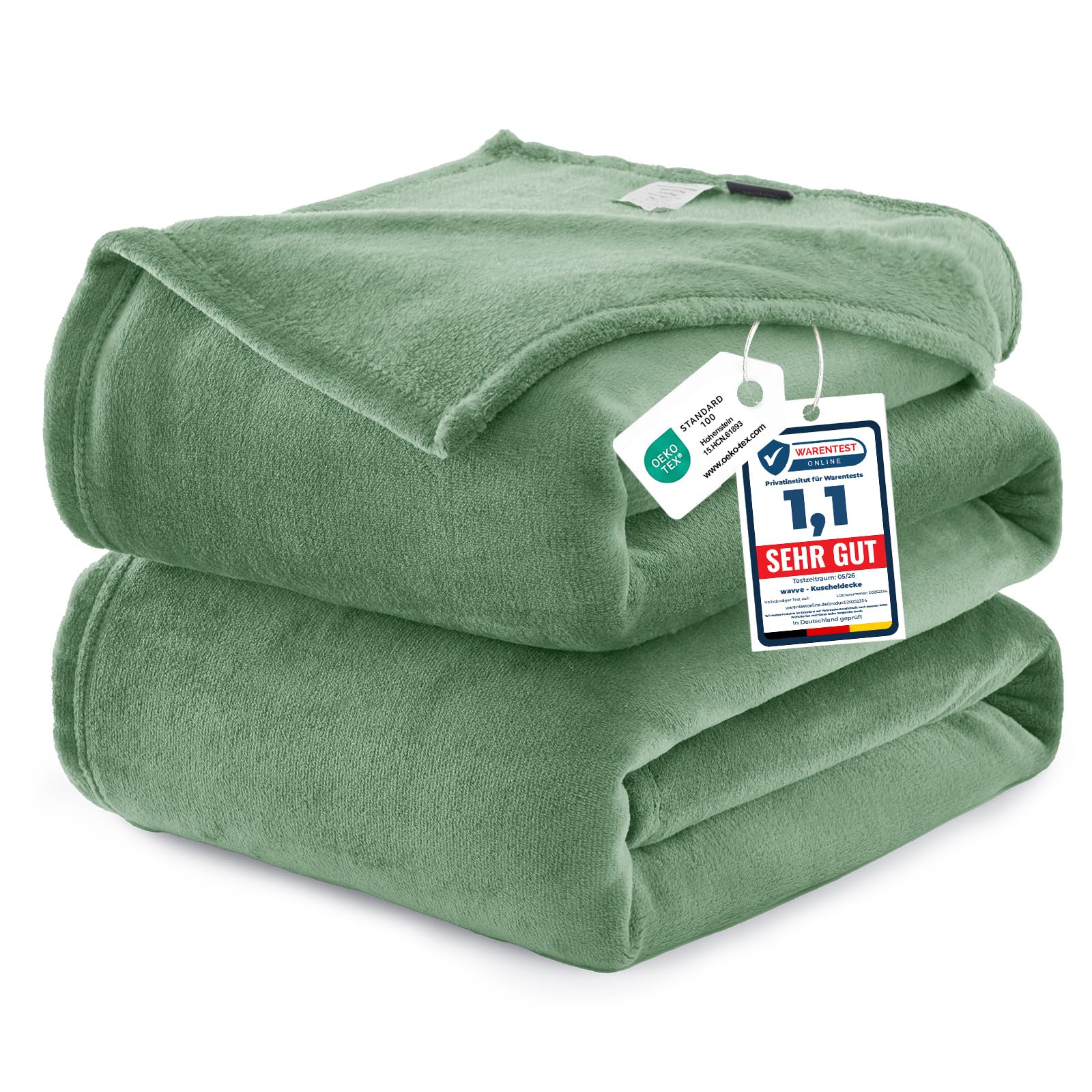 Wavve Green Fleece Blanket Queen Size Xl 7Ft X 8Ft - Fluffy Soft Warm Versatile Large Throw Blanket For Bed/Sofa/Couch, 220X240 Cm