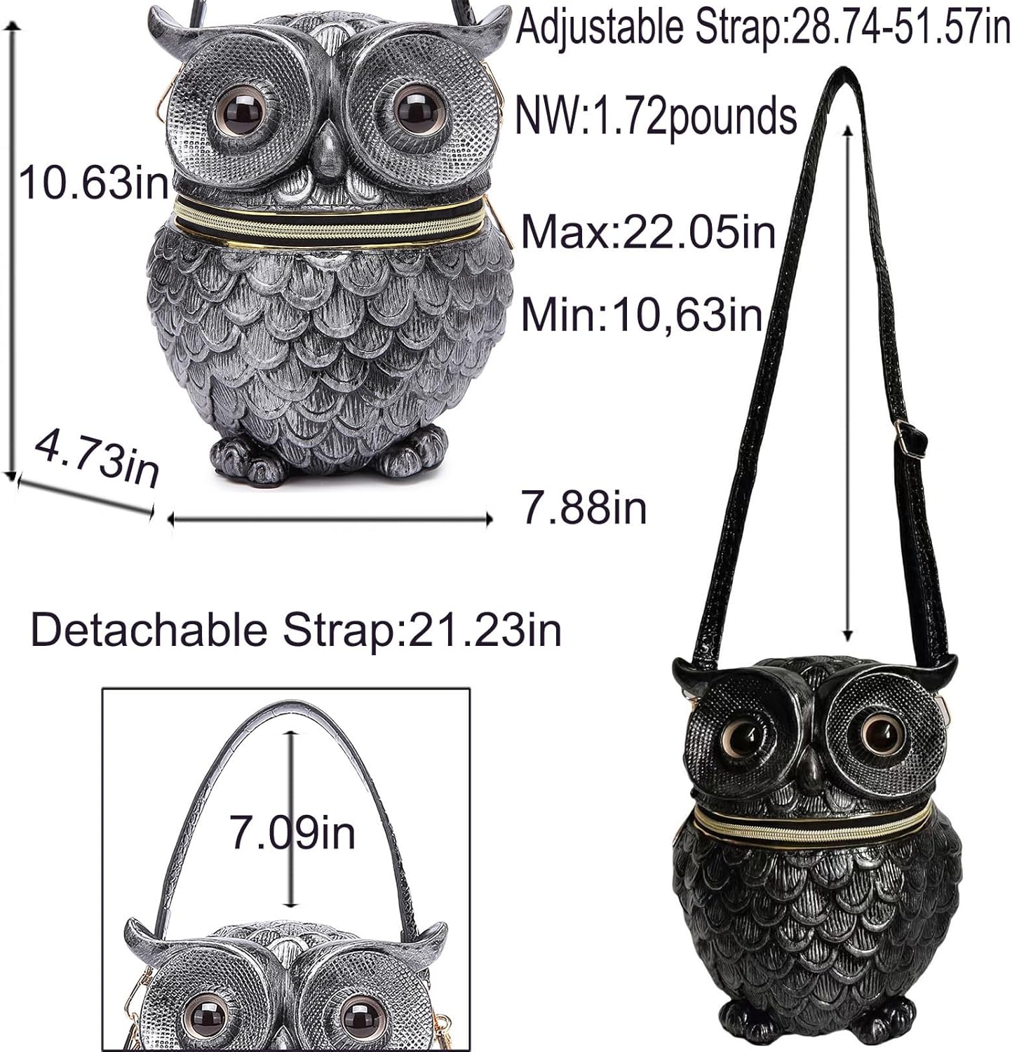 Men and Women PVC 3D Dragon Head Shaped Chain Handbag Crossbody Shoulder Bag Sling Chest Bag - Image 5