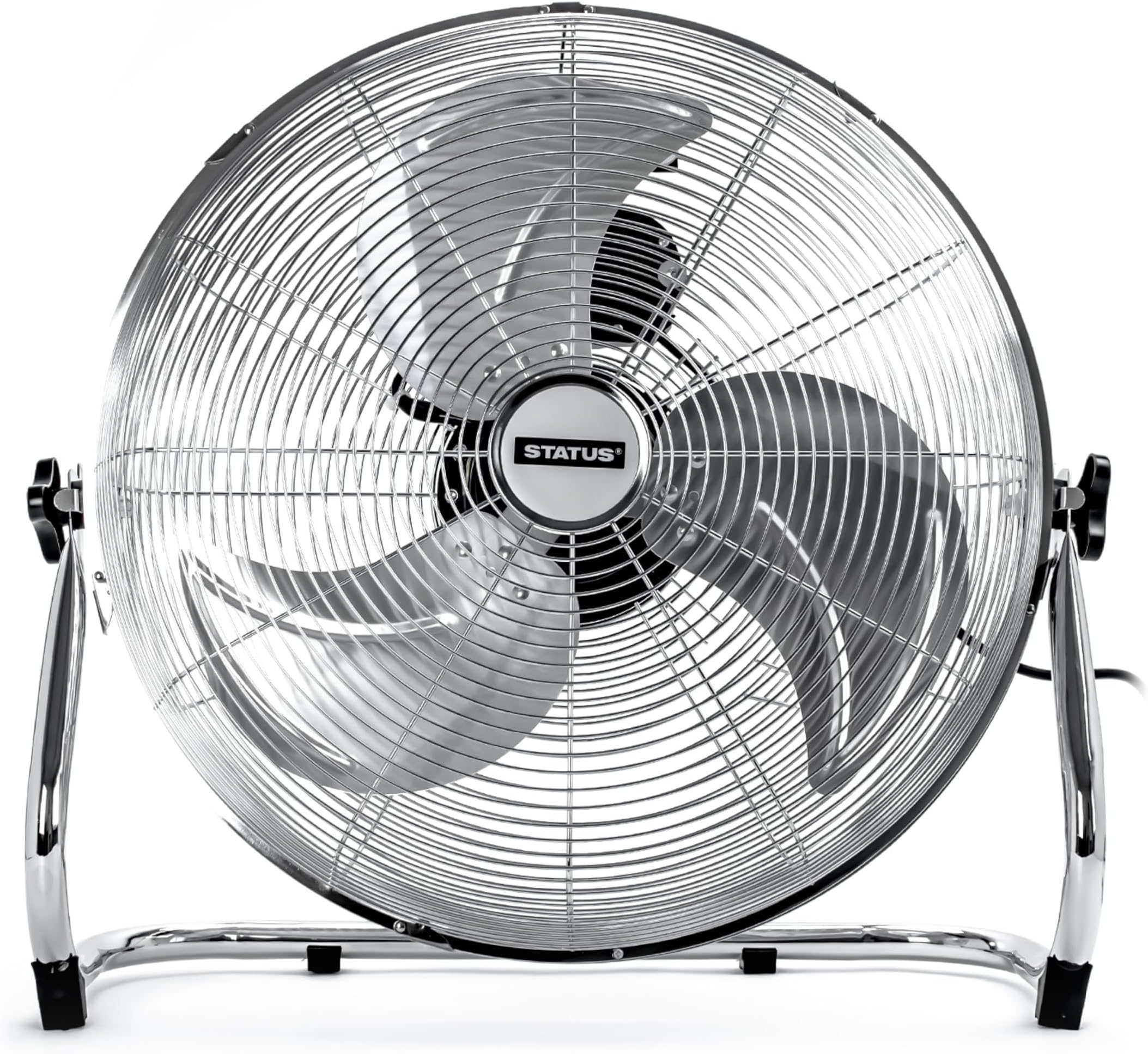 Status 16 Inch Floor Fan with 3 Speed Settings, Adjustable Tilt Air Circulator for Home and Office Cooling, Chrome (S16CFLOORFAN1PKB)