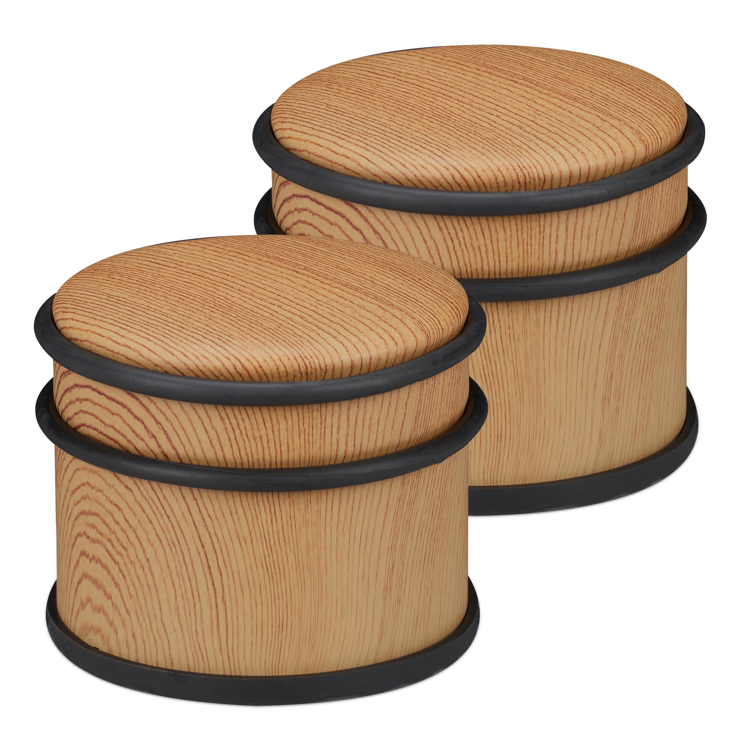 Relaxdays Haut butoir de Porte, lot 2, pour fenêtres & Portes, Acier Inoxydable et Caoutchouc, diamètre : 9,5 cm, Marron