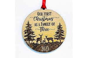 Parents First Christmas Ornament with Three Deer and Year