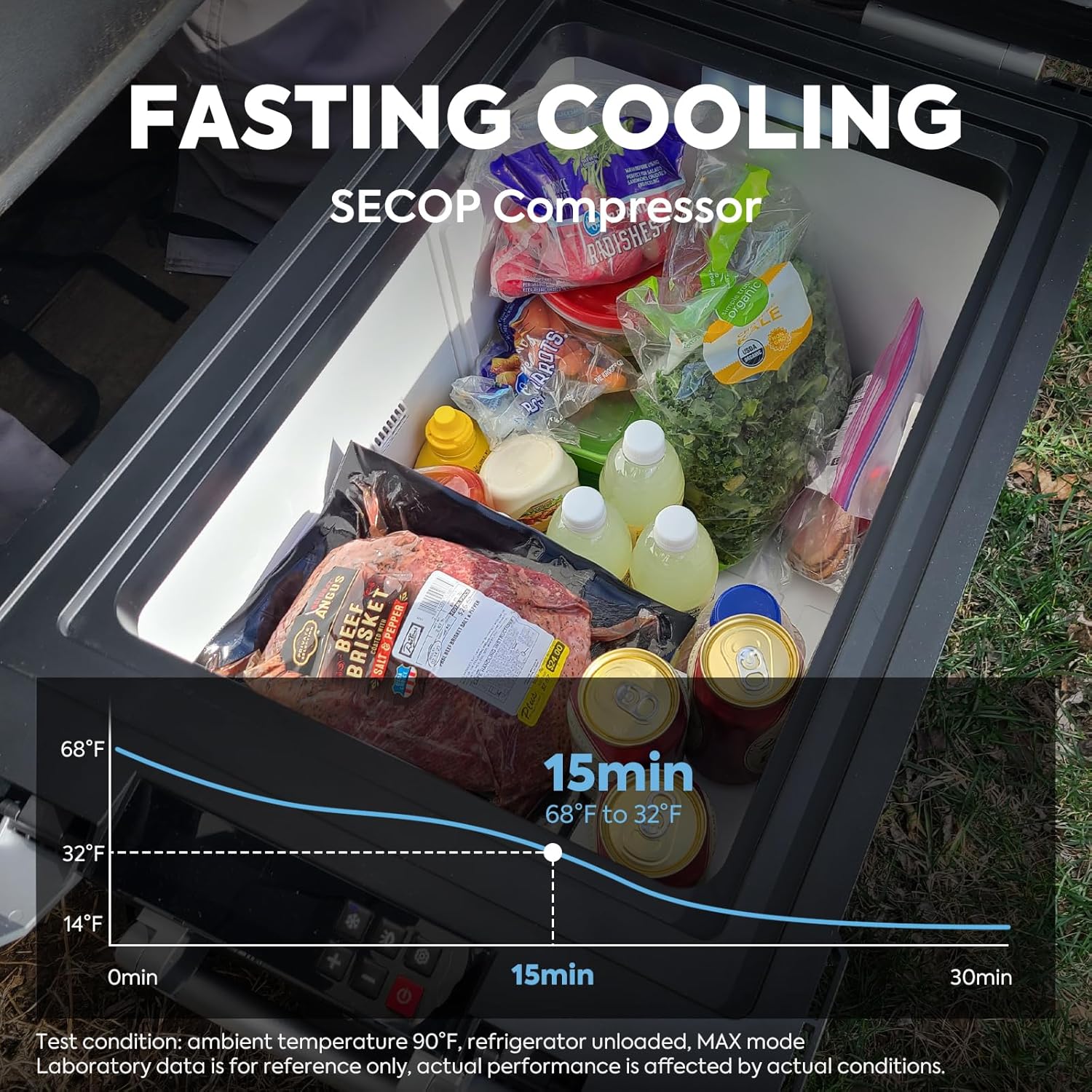 ICECO APL55 Portable Refrigerator, 58Qt 12V Dual Zone Fridge Freezer Powered by SECOP, -4℉~68℉ APP Control, 12V Freezer Car Fridge with AC/DC For Camping&Truck&RV&Indoor|with Extension DC Cable
