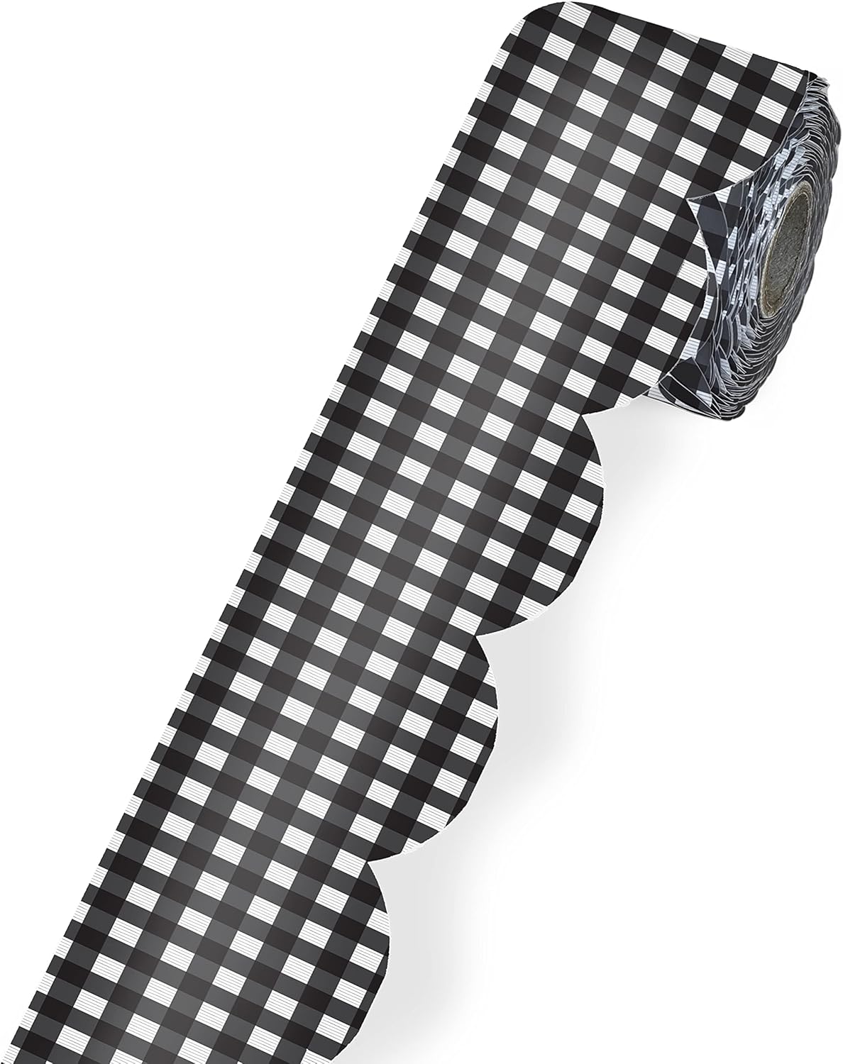 Carson Dellosa Farmhouse 65 Ft Scalloped Gingham Black and White