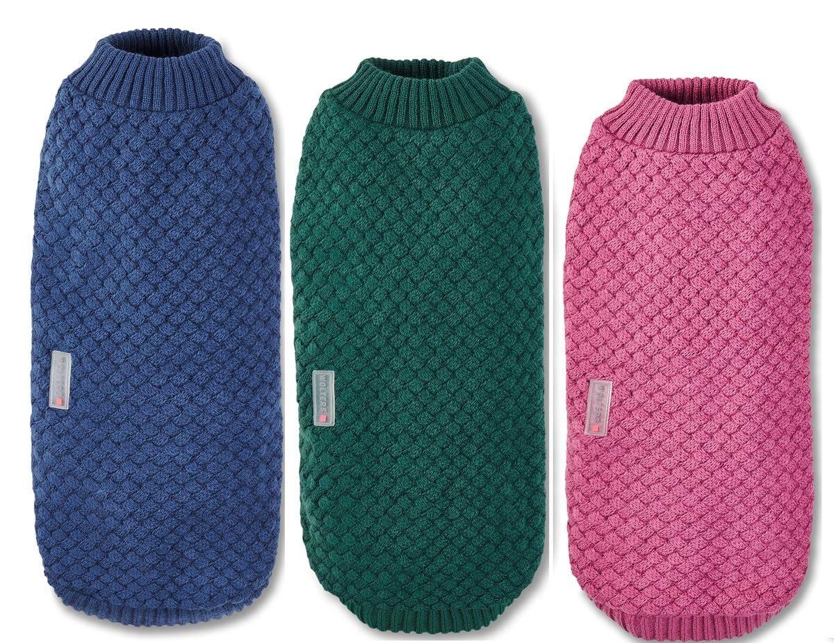 Wolters Strickpullover Square | Hundepullover für kühle Tage | Farbe Granitblau - Gr. 50 (Rückenlänge 48-50 cm)