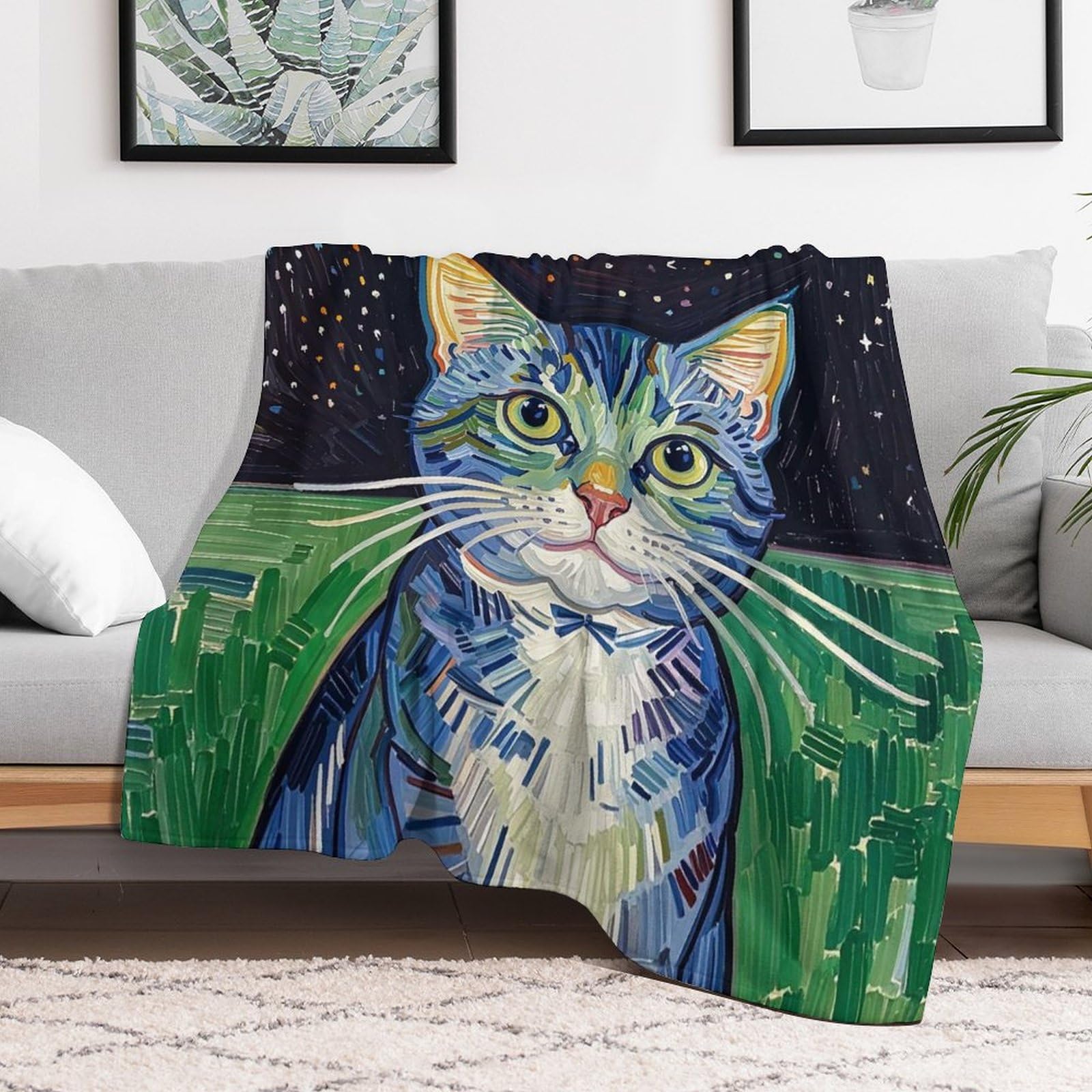 Couverture en micro polaire chat galaxie le cadeau doux et réconfortant
