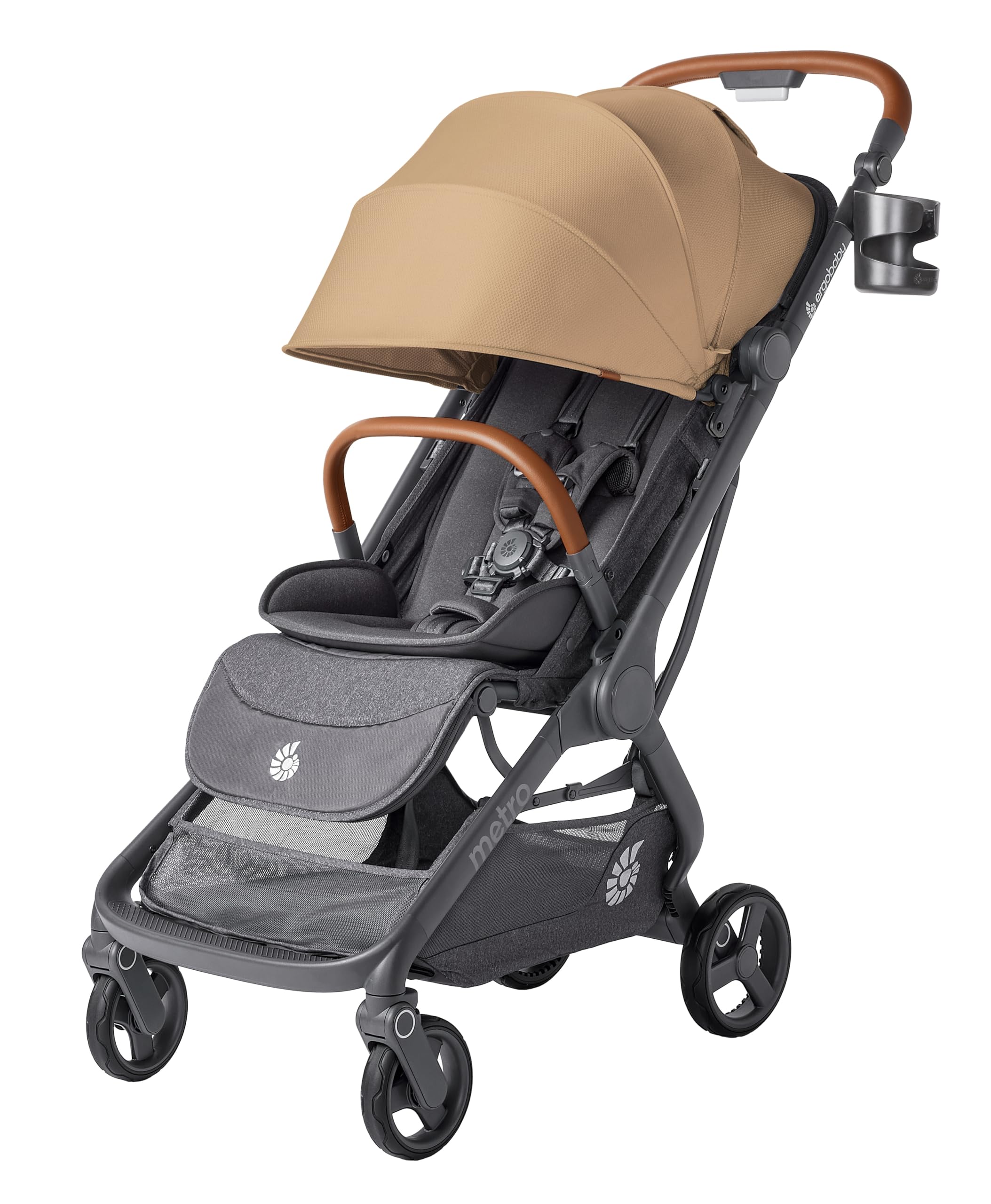 Ergobaby Metro3 Deluxe Kinderwagen Buggy mit Liegefunktion, Baby-Buggy ab Geburt bis 22kg (0-4 Jahre), Einhändig Zusammenklappbar und Autositz Kompatibel, Camel