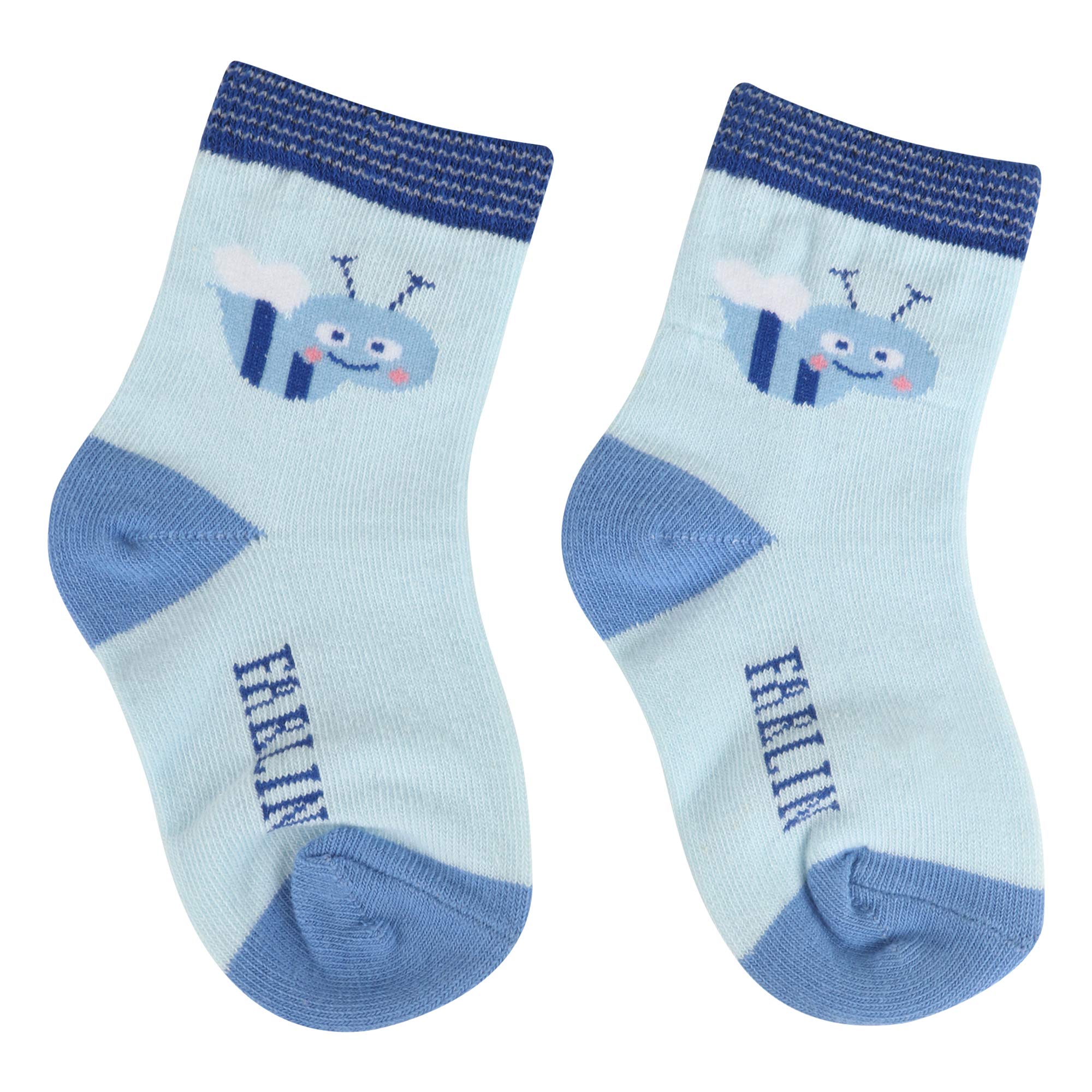 Farlin Super Soft Skin Friendly Organic Cotton Socks (Medium, Blue)