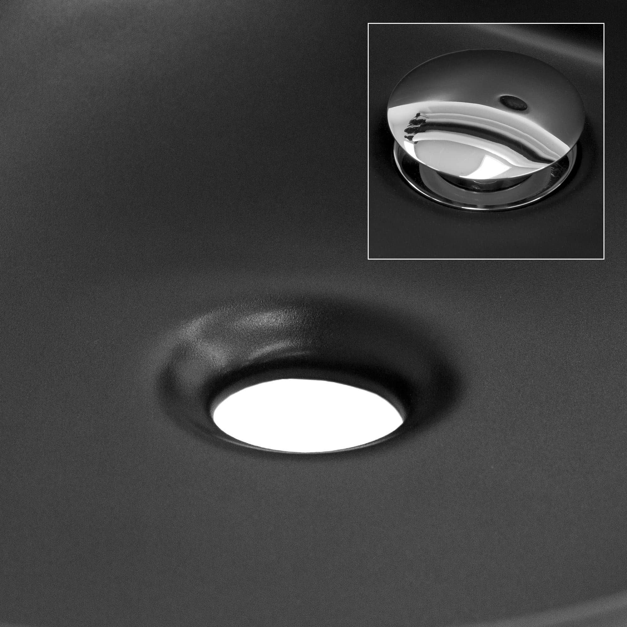ML-Design Lavabo de Cerámica Negro Mate Redondo Ø 360 x 120 mm Con Agujero de Desagüe Lavamanos Moderno Sobre Encimera Sobremesa Pila Para Baño Aseo Fregadero Diseño Minimalista