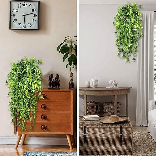 Miniatura 4 de Toprooms Plantas falsas colgantes, 2 piezas de hojas de eucalipto sintéticas, plantas de vid vegetales, plantas de hiedra falsa, decoración de
