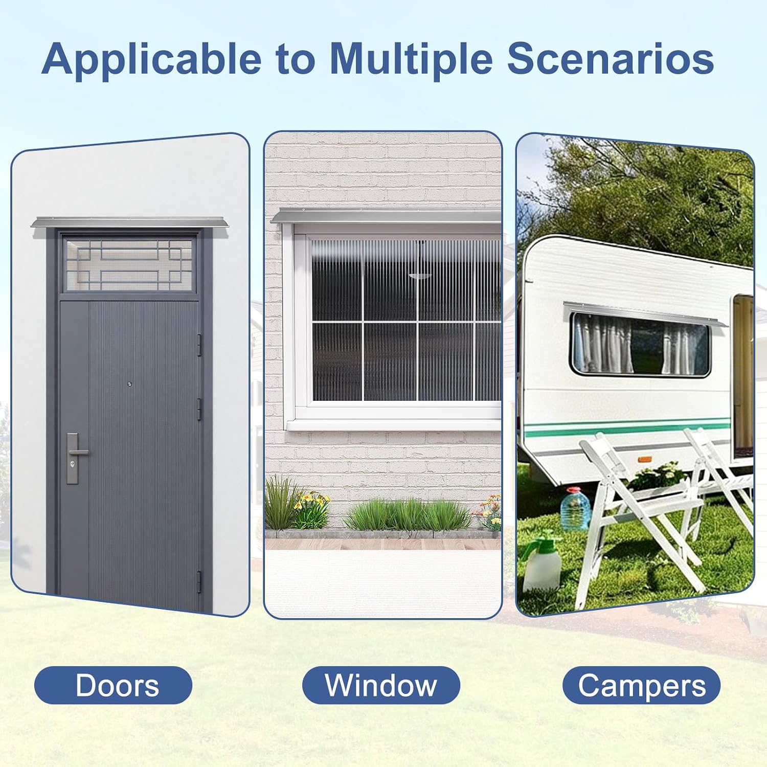 Door Rain Drip Guard Aluminum 4" Extra-Wide, Heavy Duty Thickened Door Rain Deflector 40” Long, Overhead Drip Cap & Drip Edge Weather Shield for Doors, Windows, RV, Camper and Exterior Use