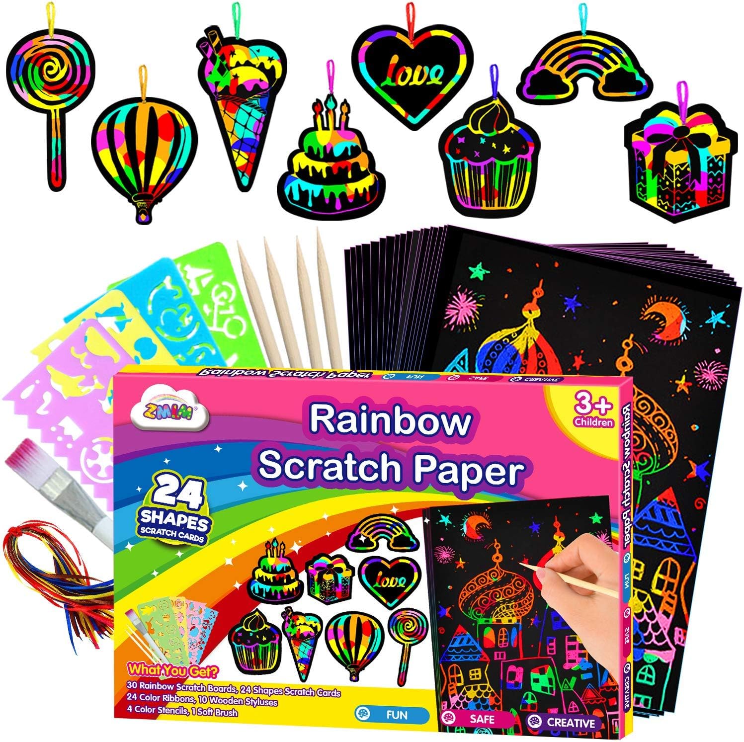 ZMLM Create Rainbow Scratch Art Craft for Kids - Festival Kids Gifts Toy Holiday|Party Favor|Birthday|Children's Day Gift
