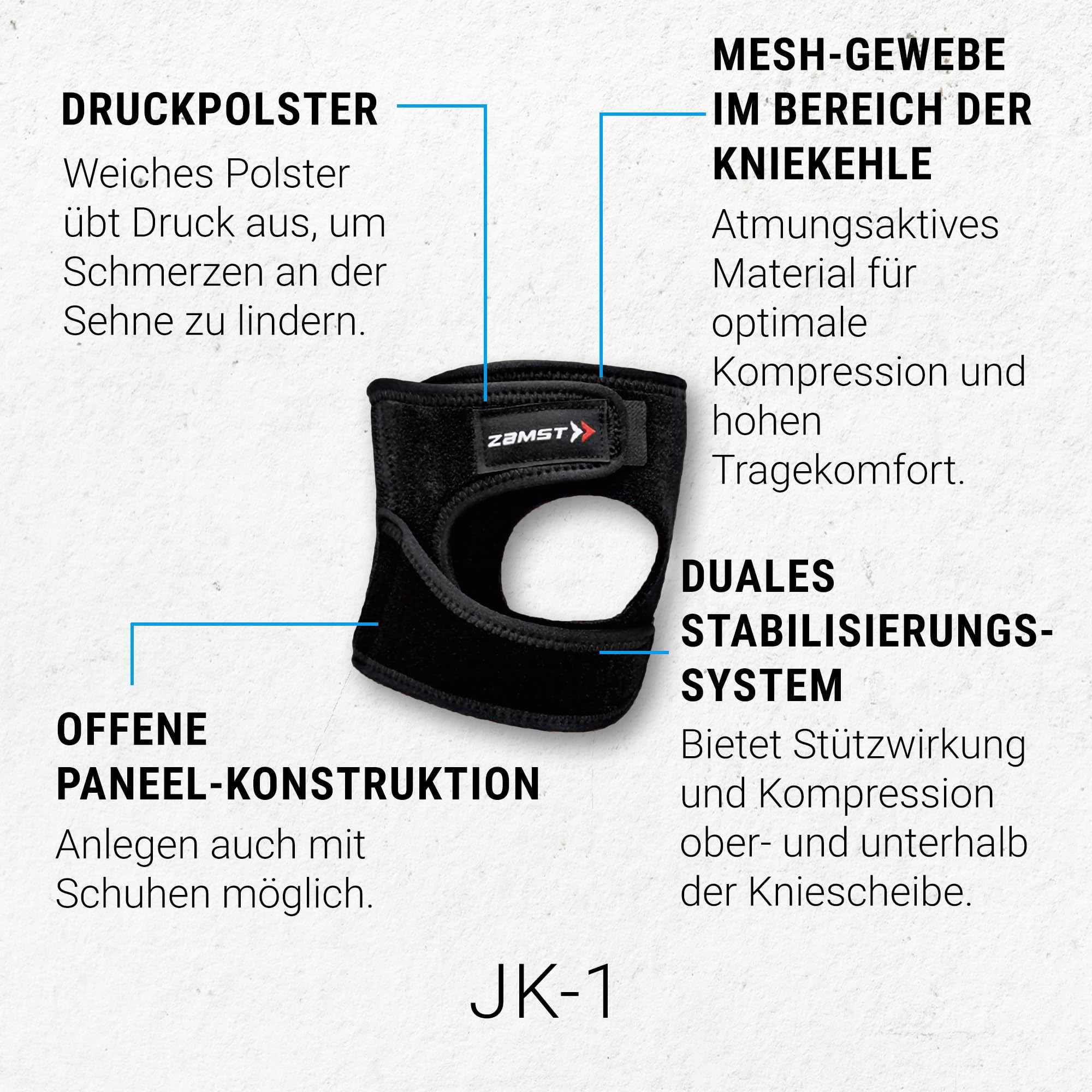 Zamst JK-1 Kniebandage - Optimierte Patellasehnenbandage - Kompressions-Bandage Knie - Ideal für Basketball, Volleyball, Fußball und Sprungsportarten