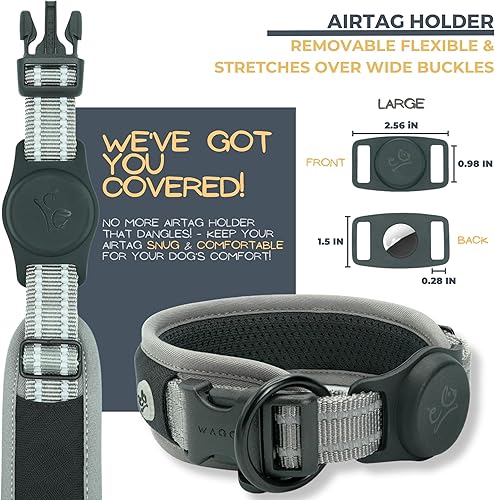 Miniatura 37 de Aitag - Collar para perro de alta calidad, soporte para collar de perro, acolchado de malla de aire reflectante, collar de perro de liberación Negro