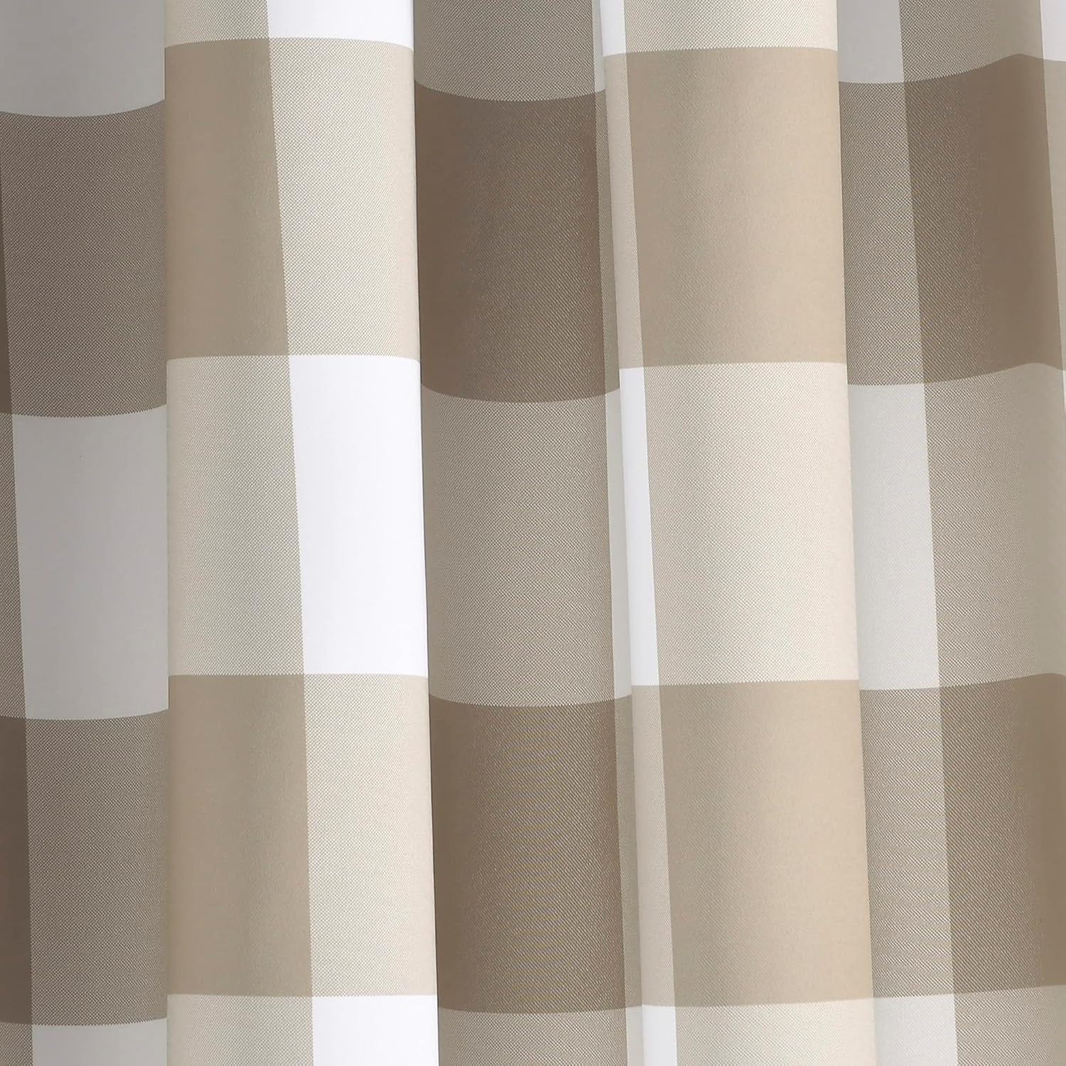 Lush Decor Kelly Checker Light Filtering Window Curtain Panel Pair, 84" L x 52" W, Neutral