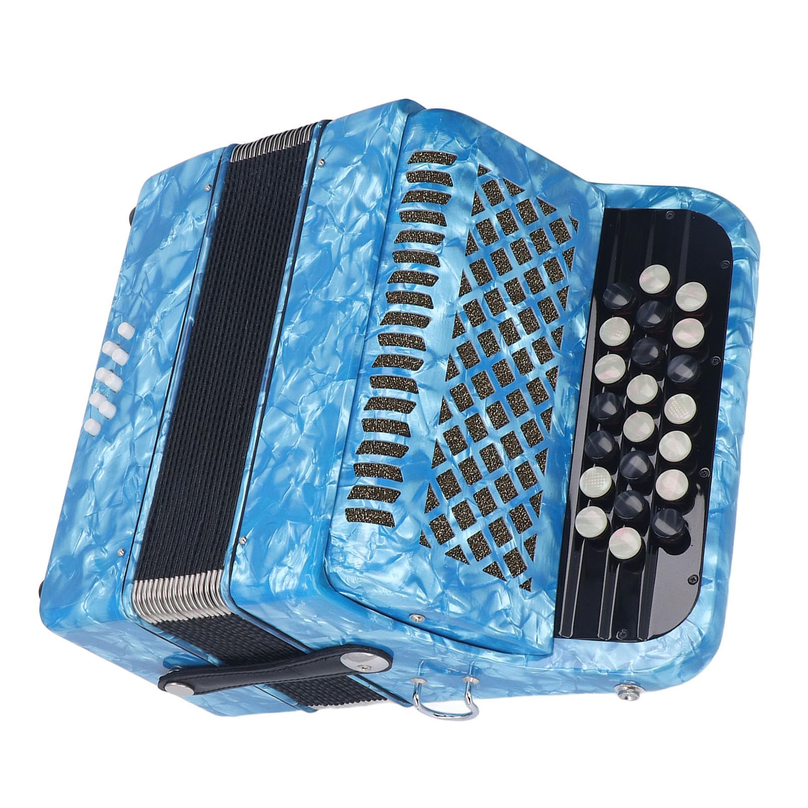 Strumento Musicale Professionale per Fisarmonica a 22 Tasti e 8 Bassi con Comodi Controlli, Design Portatile per Spettacoli Ed Esercitazioni (cielo blu)