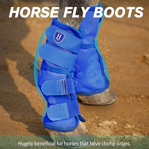 Miniatura 27 de Harrison Howard Botas para moscas de caballo, ajuste contorneado, protectores de piernas, botas de malla densa con ventilación cómoda y protección
