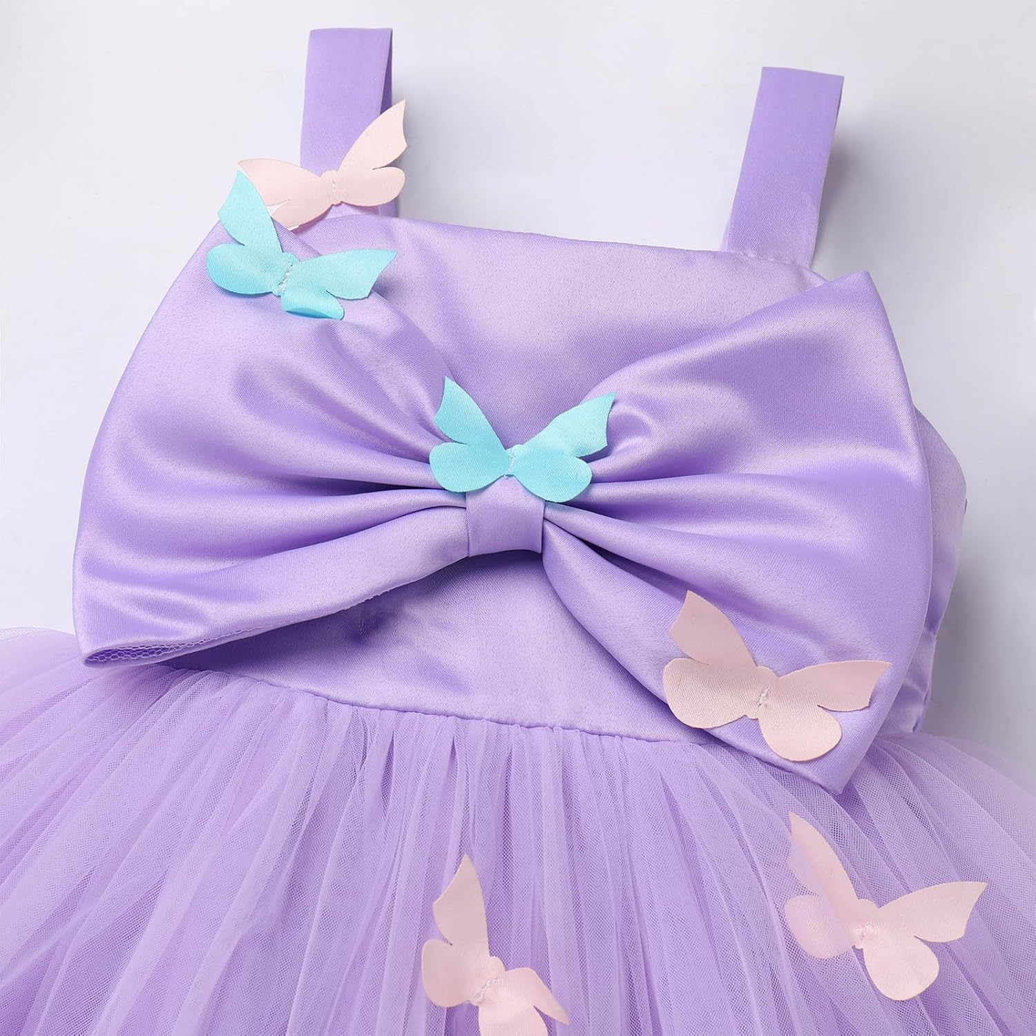 ODASDO Toddler Kids Baby Girls Bowknot Spaghetti Straps Tutu Tulle Princess Birthday Party Pageant Dresses