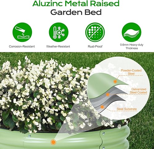 Miniatura 5 de Aoodor Aluzinc - Cama de jardín modular 2 en 1 elevada de metal, 63 pulgadas de largo x 32 pulgadas de ancho x 32 pulgadas de alto, maceta para