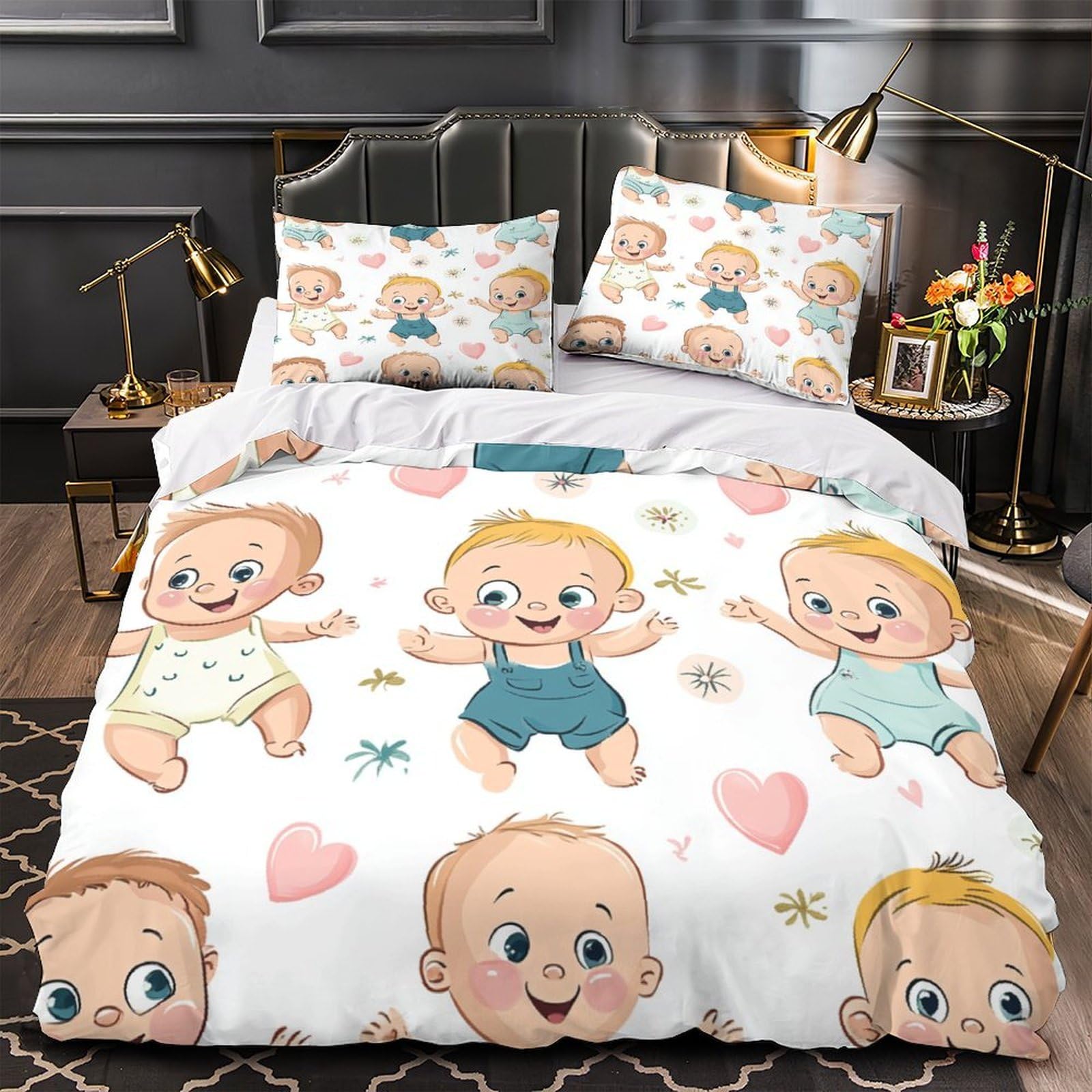 Housse de couette dessin animé 135x200cm avec 2 taies d'oreiller