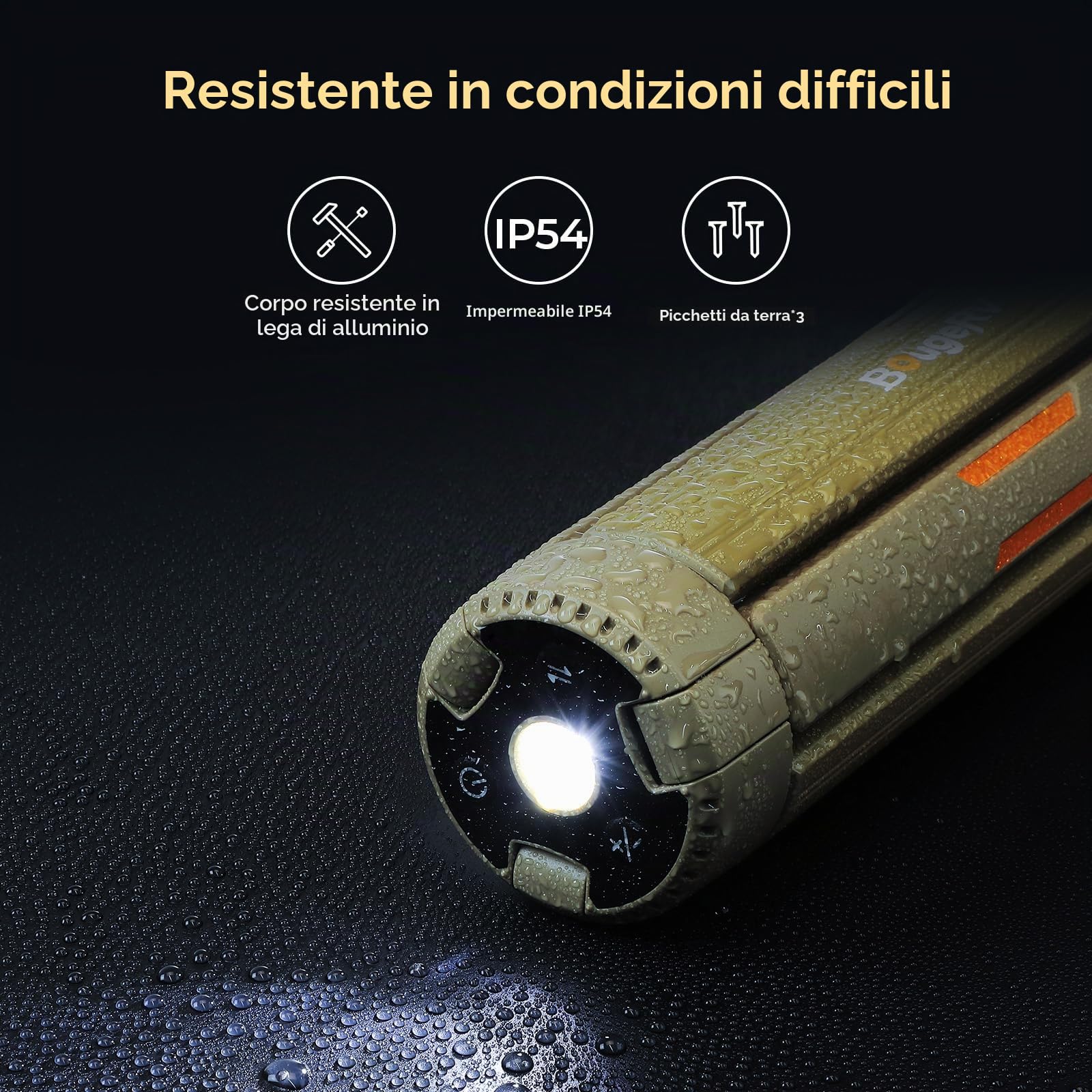 BougeRV Lampada da campeggio con 15600 mAh, luce da campeggio ricaricabile, altezza e angolazione regolabili, 4000LM, IP54 impermeabile, lanterna da campeggio per campeggio, viaggio, emergenza