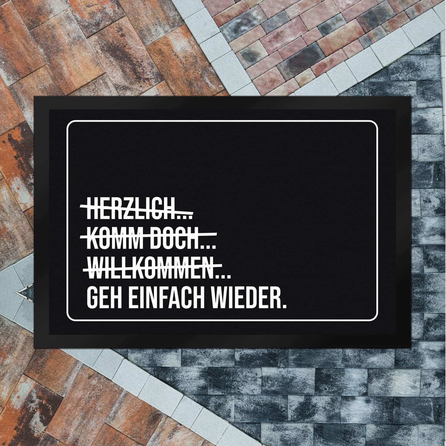 speecheese GEH einfach Wieder Fußmatte XXL in 50x75 cm mit lustigem Spruch für genervte Menschen die am liebsten keinen Besuch empfangen möchten witzig minimalistisch Willkommen Fußabtreter