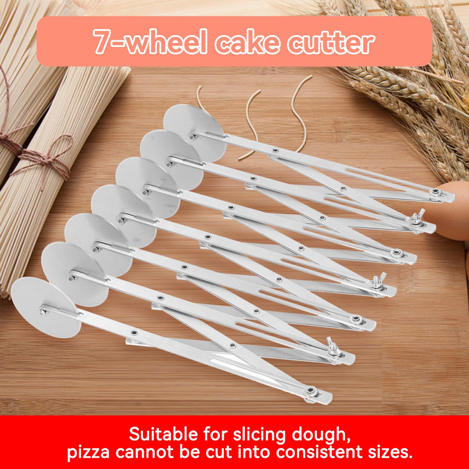 Cyrank Regolabili Tagliapizza, Rotella Tagliapasta, Taglia Pasta Fresca Rotella, Rotella Tagliapasta, Tagliapasta a 7 Ruote, Tagliapasta in Acciaio Inossidabile per Cottura, Pasticceria, Pane
