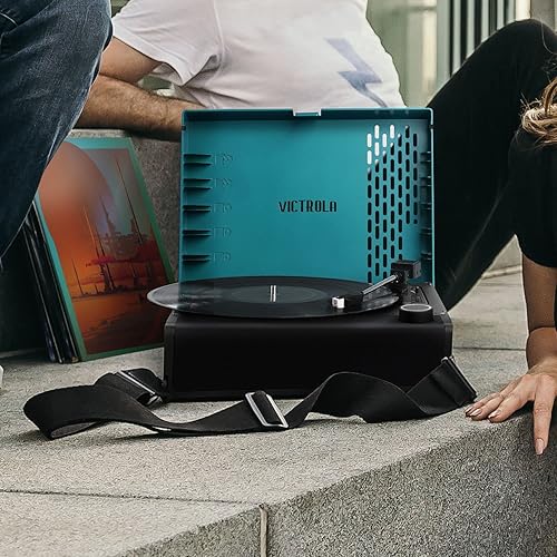 Miniatura 10 de Victrola Revolution GO - Tocadiscos de vinilo portátil, tocadiscos Bluetooth alimentado por batería, duración de la batería de 12 horas, reproductor