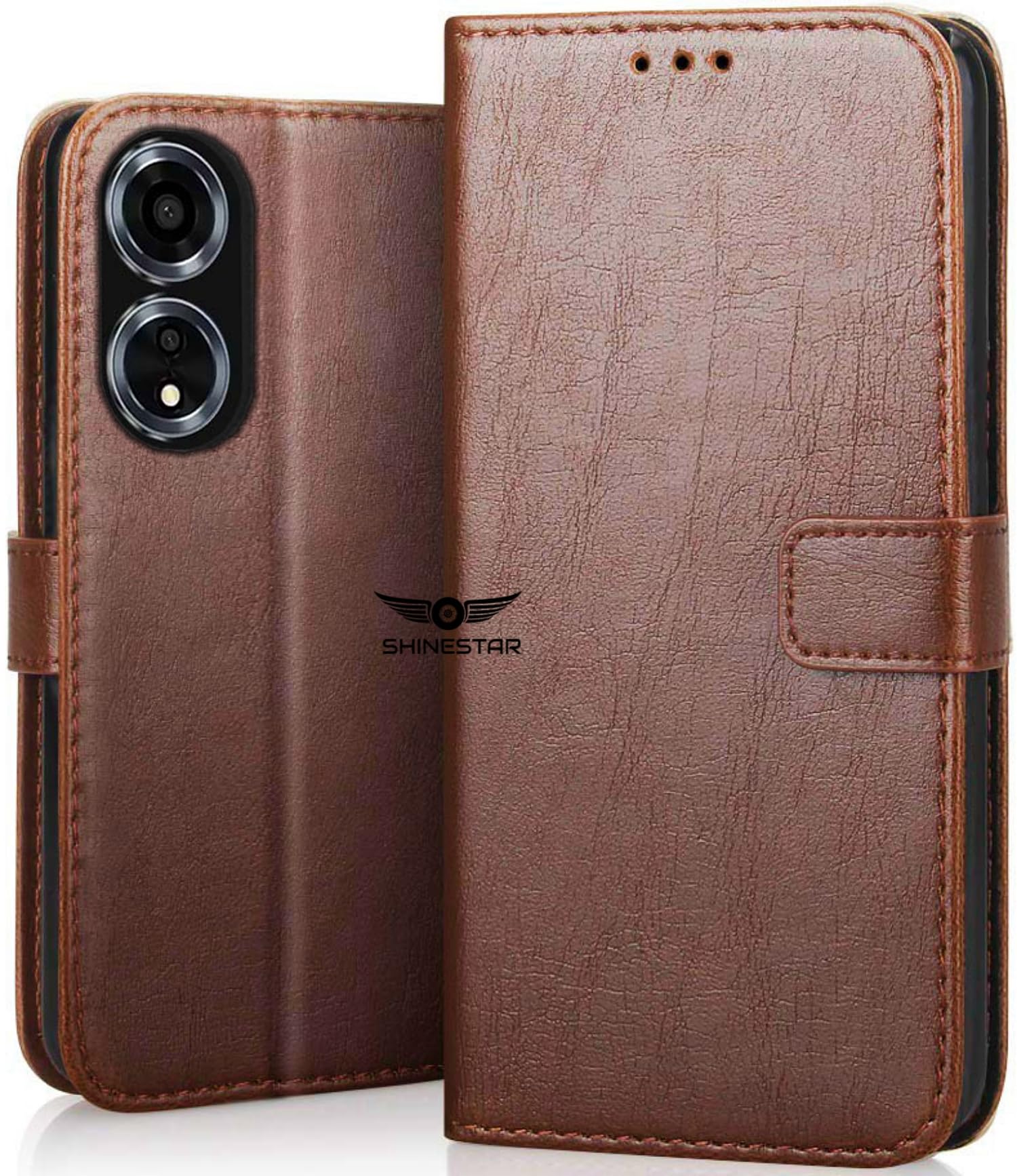 SHINESTAR Oppo A59 5G Flip Back Cover | PU Leather Flip Cover Wallet Case with TPU Silicone Case Back Cover for Oppo A59 5G - Classic Brown (B0CR93RBH1) Amazon Price History, Amazon Price Tracker