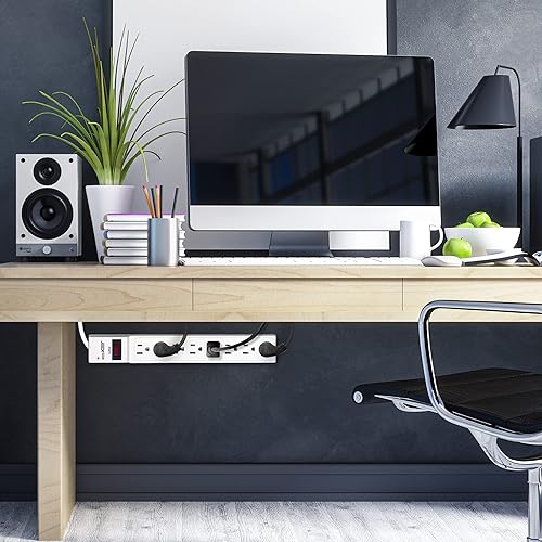 Miniatura 10 de Digital Energy Regleta de protección contra sobretensiones de 25 pies, 8 tomas, 15 amperios, 1875 W, 125 V, protección contra sobretensiones 350 J,