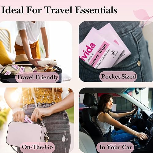 Miniatura 7 de mivida 100 toallitas desmaquillantes envueltas individualmente con vitamina E  Toallitas de maquillaje sin fragancia y sin alcohol  Toallitas