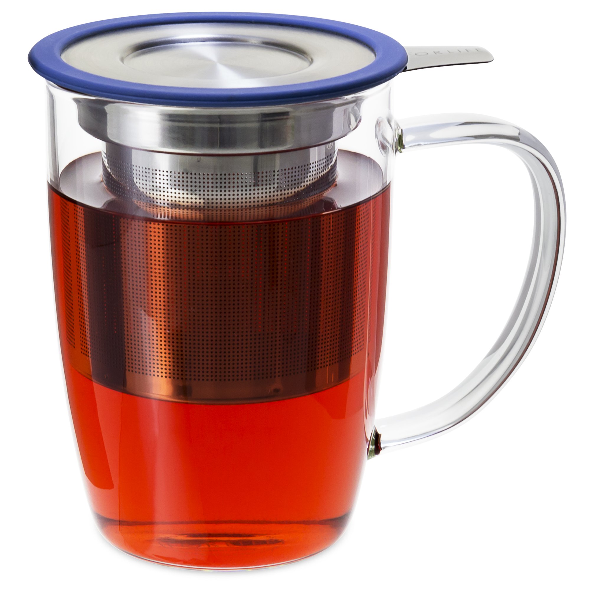 FORLIFENewLeaf Glass Tea 16-Ounce Mug with Infuser and Lid, Marine