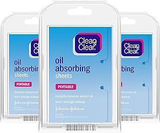 Clean & Clear Oil Absorbing Facial Sheets, Portable Blotting Papers for Face & Nose, Absorbing Blotting Sheets for Oily Skin to Instantly Remove Excess Oil & Shine, 3 x 50 ct