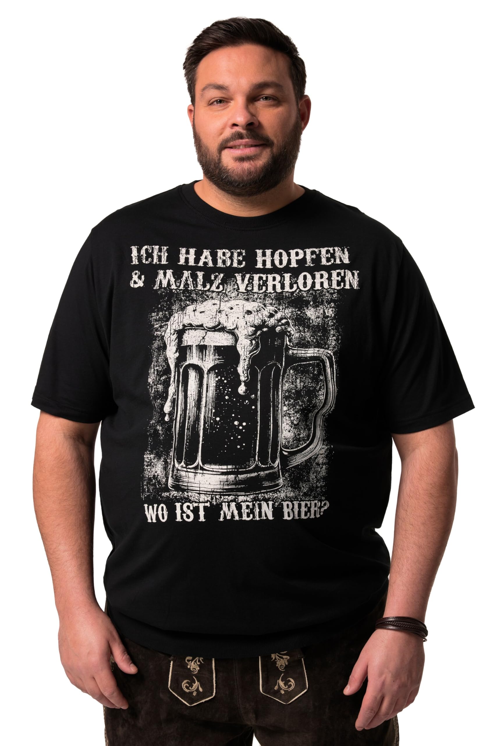 Men Plus Herren große Größen Übergrößen Menswear L-8XL T-Shirt, Tracht, Bauchfit, Print, Halbarm 840274