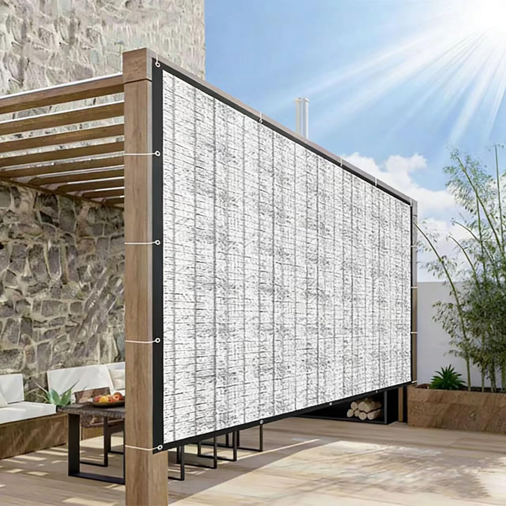Schattiernetz 99% Aluminium 2x4m Sonnenschutznetz Reflektierend mit Ösen,90% UV-Schutz Silber Atmungsaktiv Sichtschutznetz Outdoor Wetterfest Sonnensegel für Gewächshaus,Balkon,Terrasse,Garten