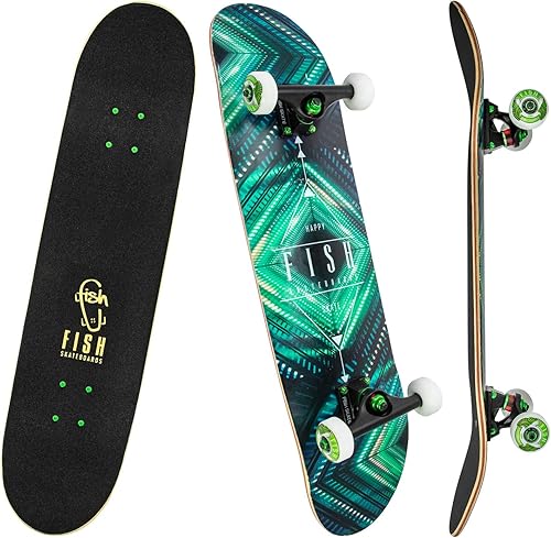 Patineta estándar, patineta completa de 31 x 8 pulgadas, 7 capas de arce canadiense de doble patada cóncava de crucero para niños, niñas, jóvenes