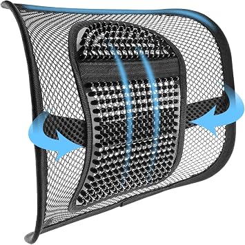 SKYTE Mesh Back Support for Office Chair Ergonomic Mesh Lumbar Support Cushion with Elastic Strap Back Rest Back Pain Relief for Home Office Car Seat,Black, 39cm x 38cm x 20cm