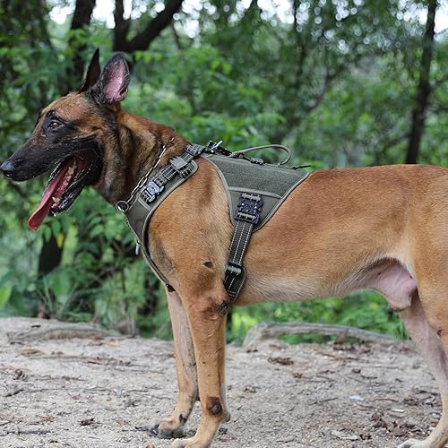 Miniatura 7 de ICEFANG GN8 Tactical Dog Harness with 4X Metal Buckles for Medium Sized Dogs,Reflective in Training Walking K9 Vest,No-Pull Front Leash Orange