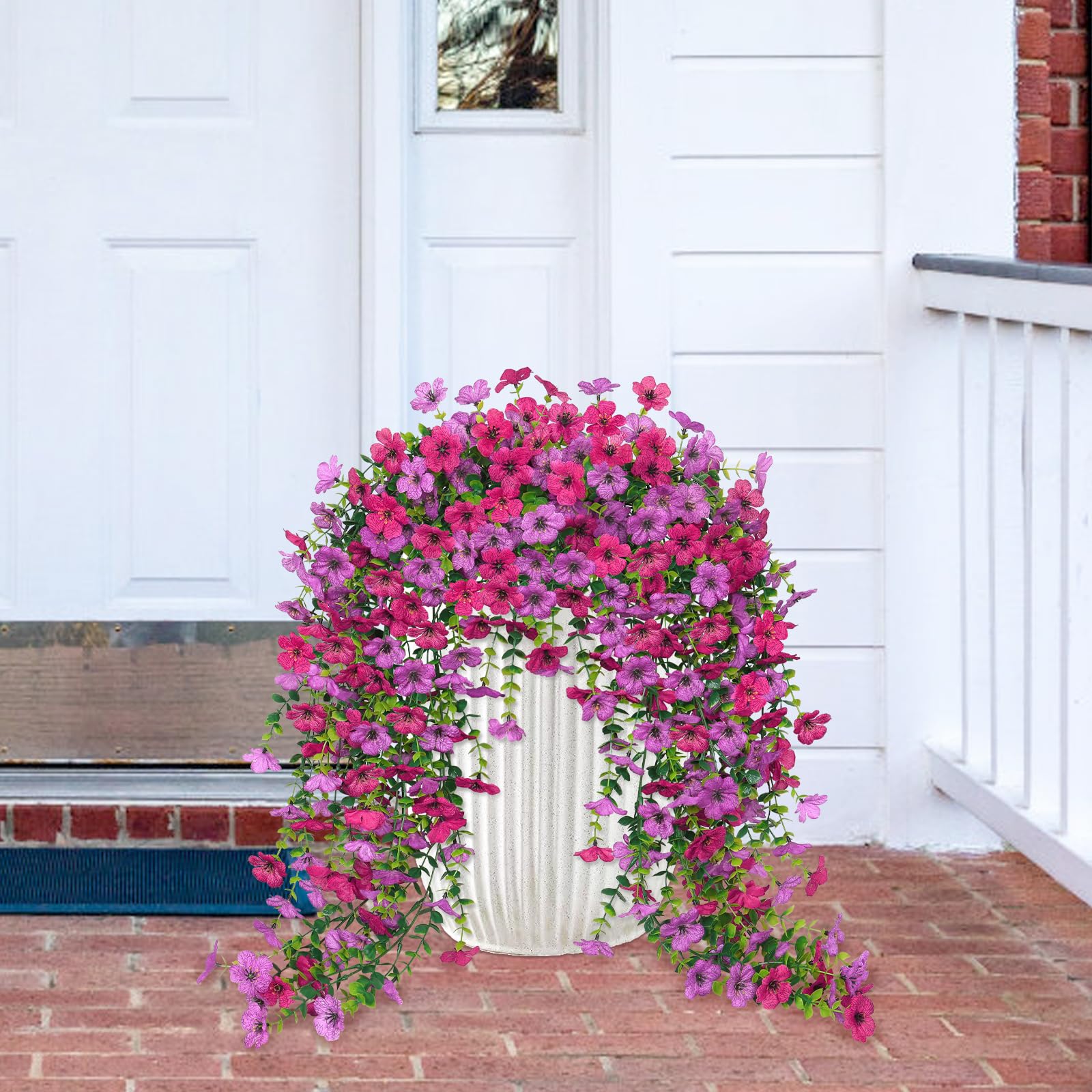 Betylifoy Fiori Artificiali da Appendere 4 Pezzi Resistenti ai Raggi UV Fiori Artificiali Misti Fiore Artificiali per Giardino Patio Matrimoni Decorazioni da Esterni (Rosa rosso&viola)