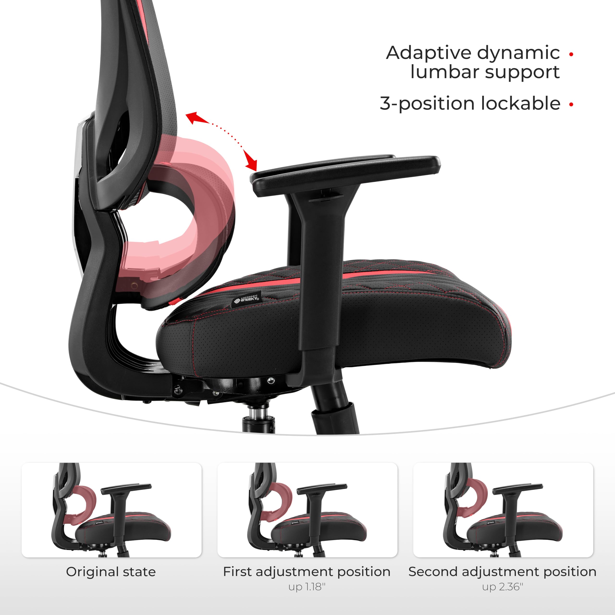 EUREKA ERGONOMIC Typhon Sedia Gaming, Sedia Ufficio Ergonomica, Sedia Gamer in rete, Supporto