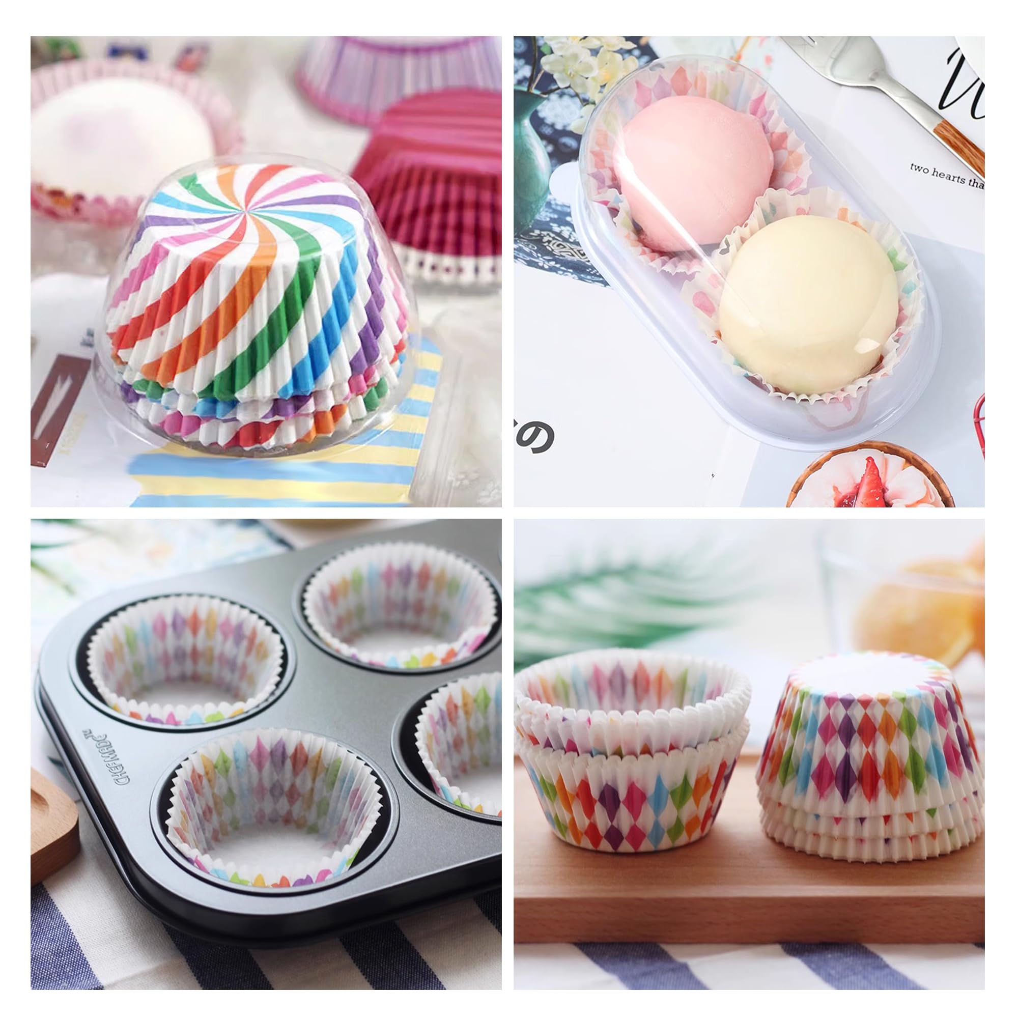 150 Caissettes Cupcake Papier Résistant Huile - Moules Muffins Rose Blanc Marron