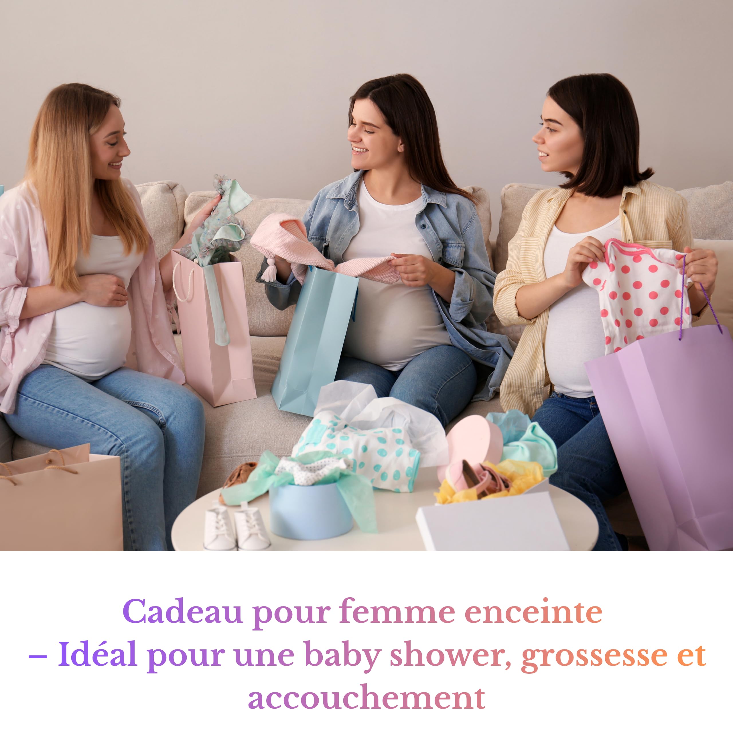 Cadeau grossesse femme enceinte – peigne accouchement en bois avec carte émotionnelle – idée cadeau maternité prénatal future maman